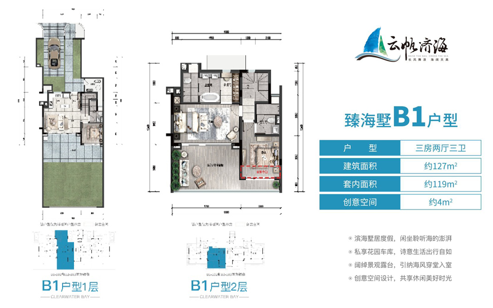 云帆济海 臻海墅B1户型 3房2厅3卫