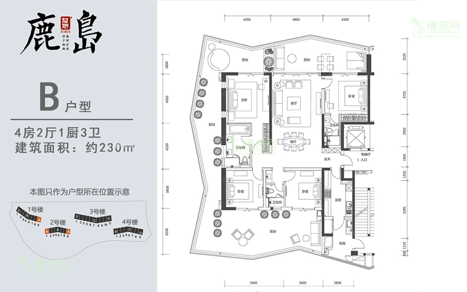 B户型 4房2厅3卫 230㎡ B户型 4房2厅3卫 230㎡
