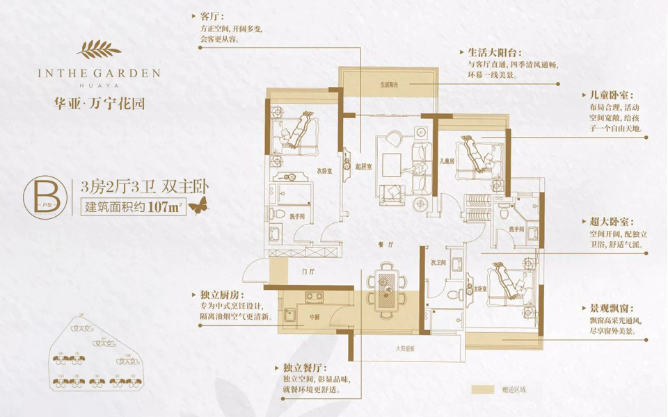 B户型 3房2厅2卫