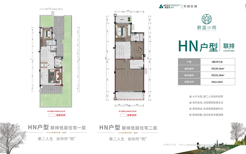 蔚蓝小院 联排HN户型 3房2厅3卫