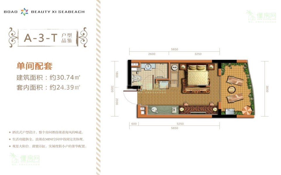 A-3-T户型 单间 约30.74㎡