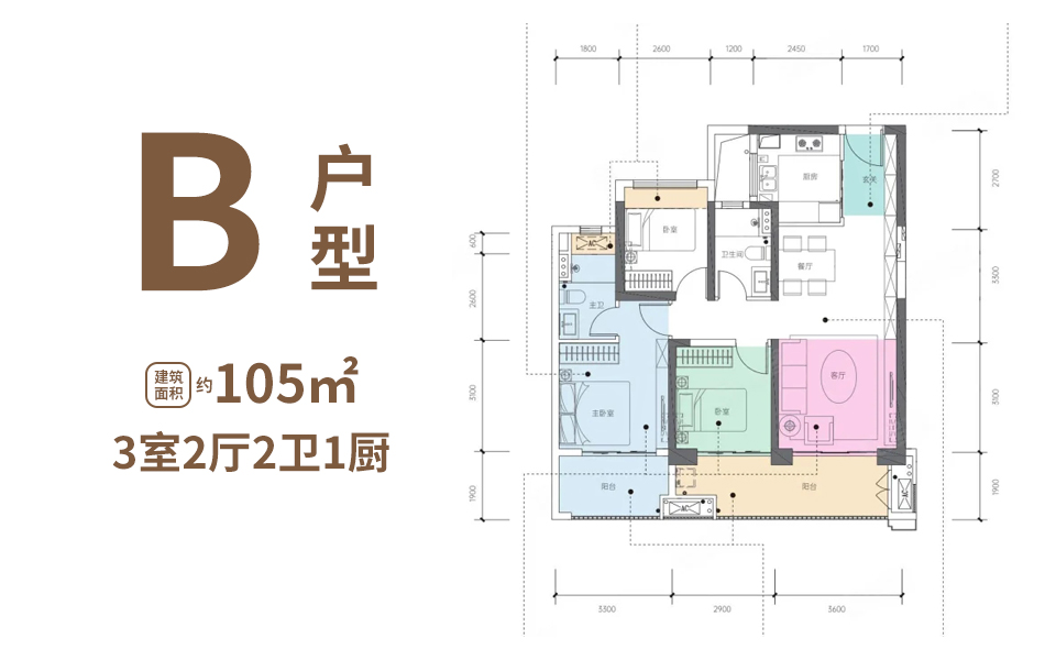 B户型 3房2厅2卫