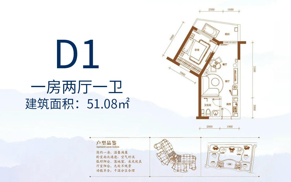 D1户型 一房两厅一卫