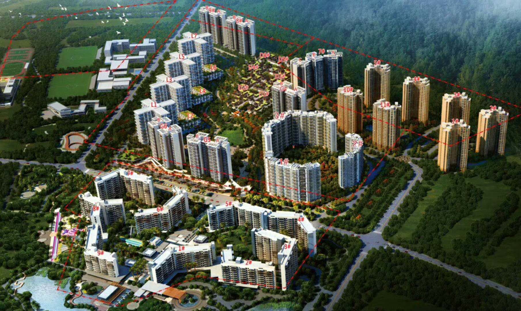 万科湖畔度假公园鸟瞰图 万科湖畔度假公园鸟瞰图