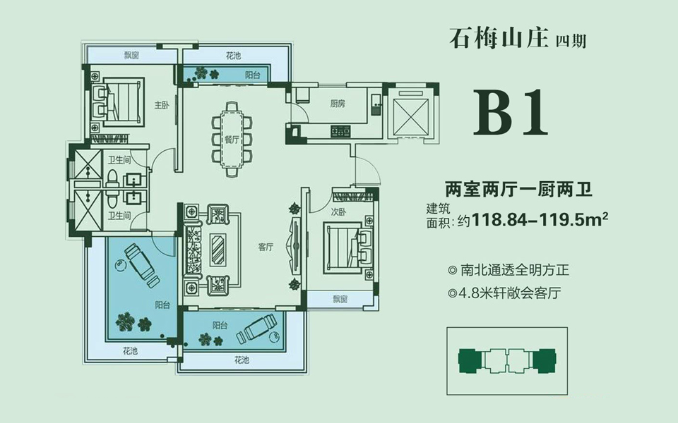 四期B1户型 两室两厅