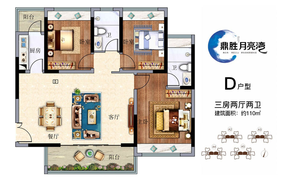 D户型   三房两厅
