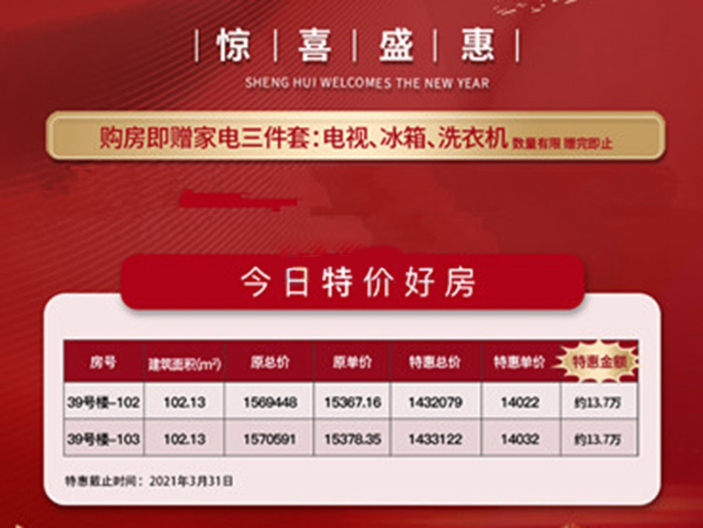 中南西海岸推出2套洋房，活动购房赠家电三件套