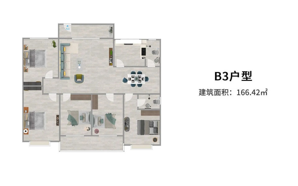 B3户型 五室二厅二卫 