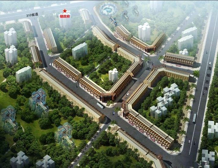 白沙邦溪风情小镇步行街鸟瞰图 白沙邦溪风情小镇步行街鸟瞰图