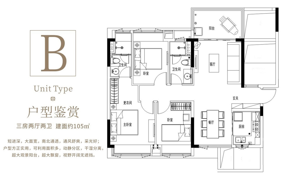 B户型 3房2厅2卫