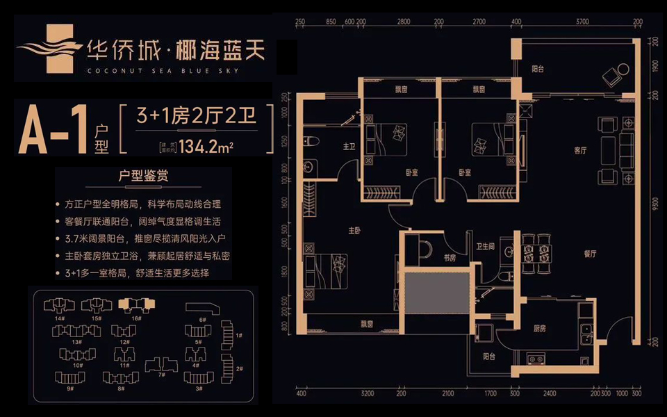 A-1户型 3+1房2厅2卫