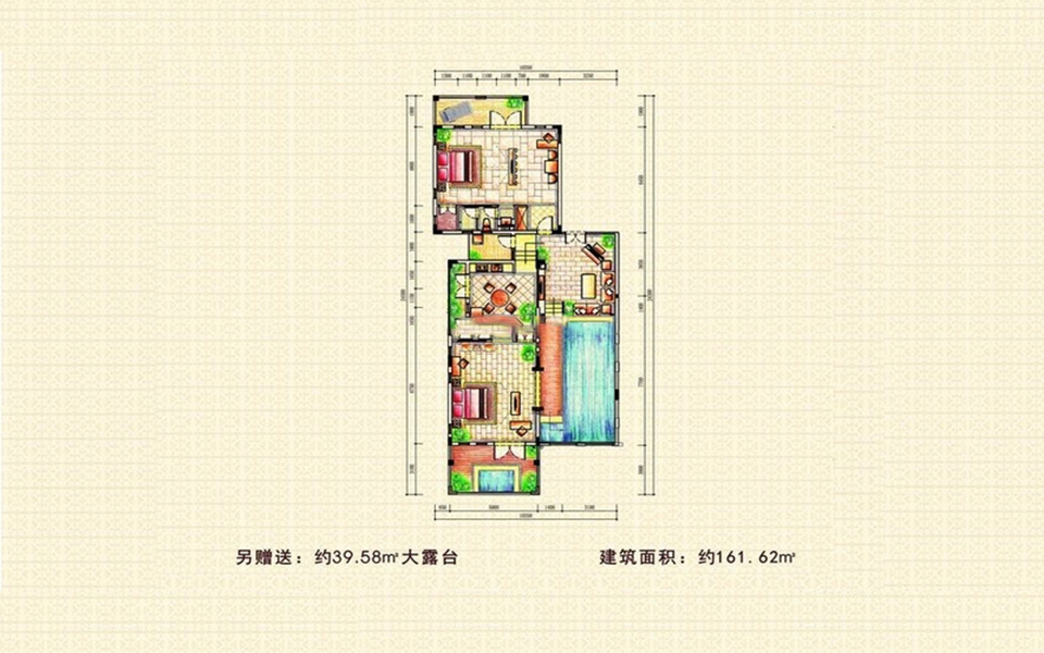 2-6栋L户型 2房2厅1厨1卫 161㎡
