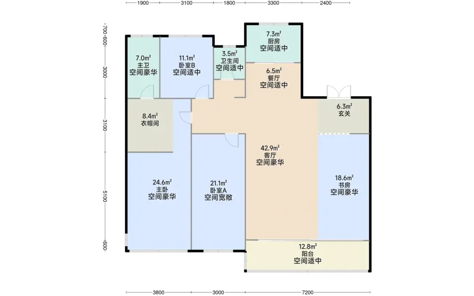 玺悦东岸143㎡户型 三房两厅两卫