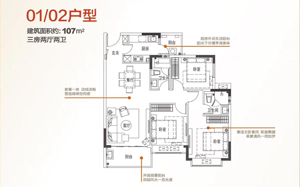 01,02户型 三房两厅两卫