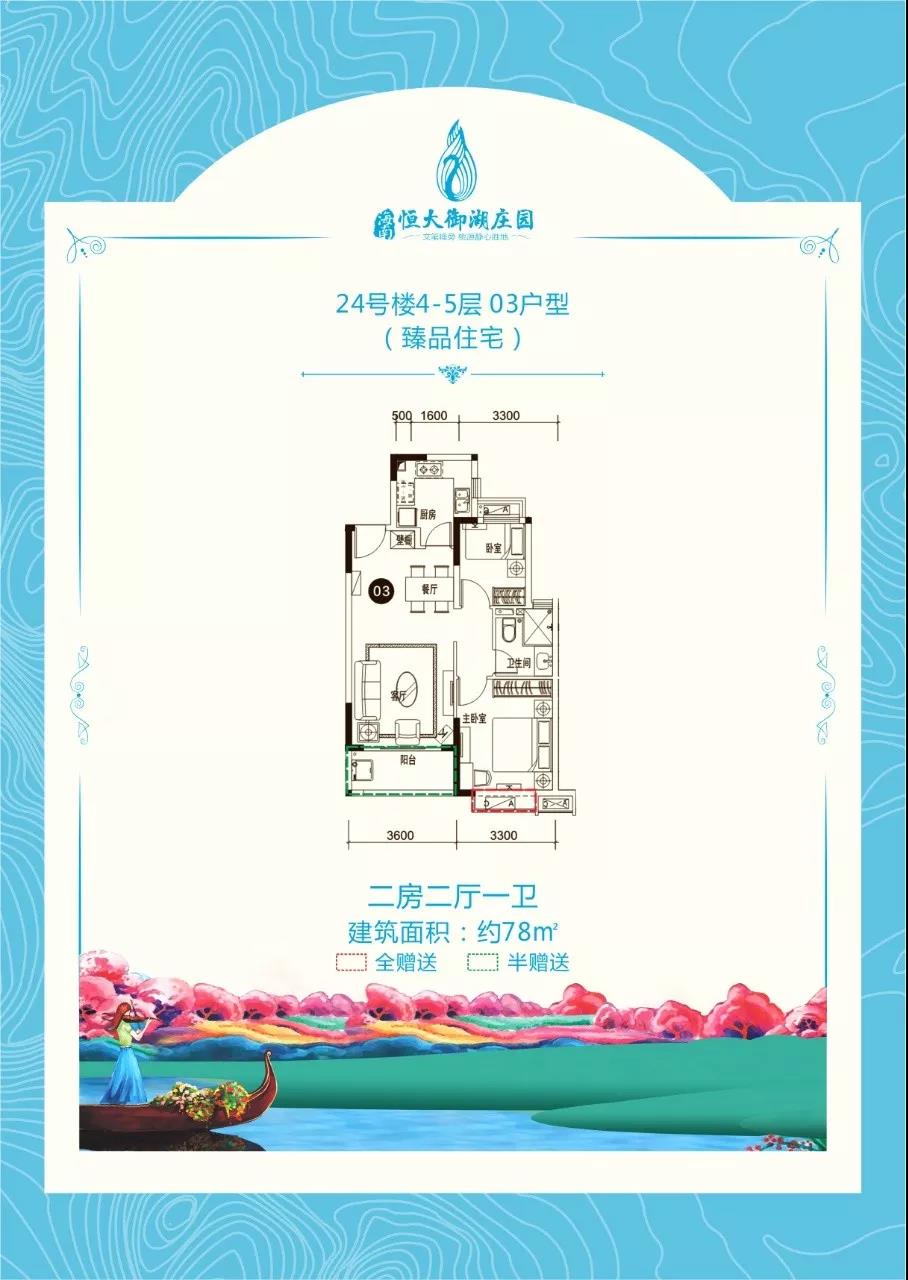 03户型建筑面积约78㎡ 两房 03户型建筑面积约78㎡ 两房