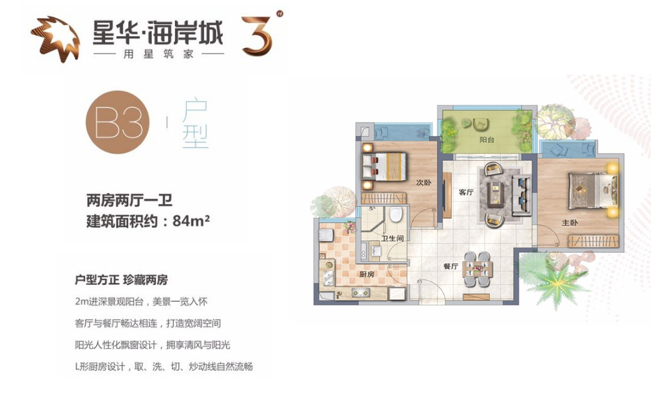 三期B3户型 2房2厅1卫