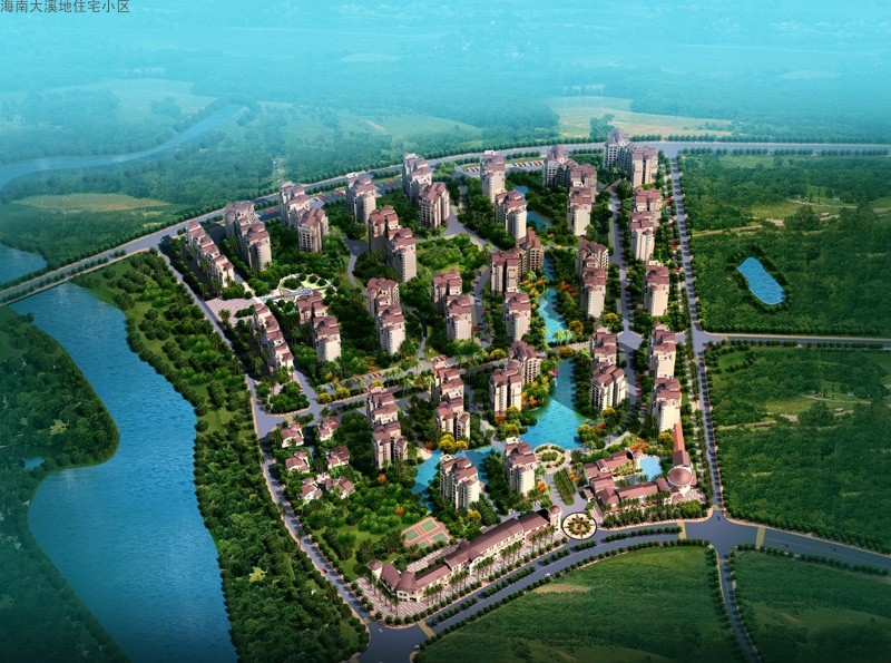 海南大溪地住宅小区鸟瞰图