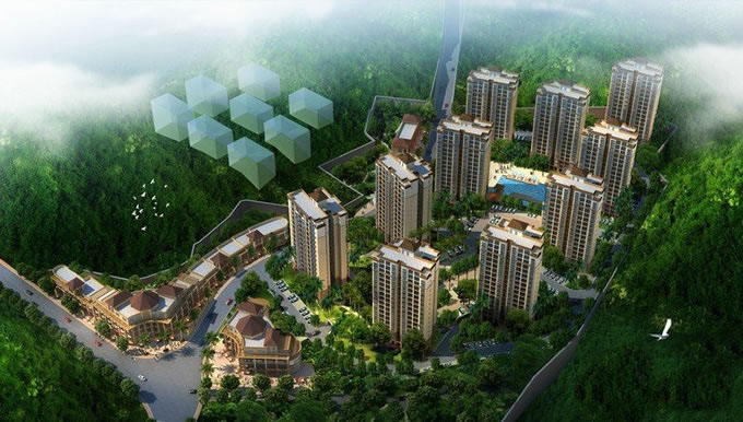 五指山山水名城鸟瞰图