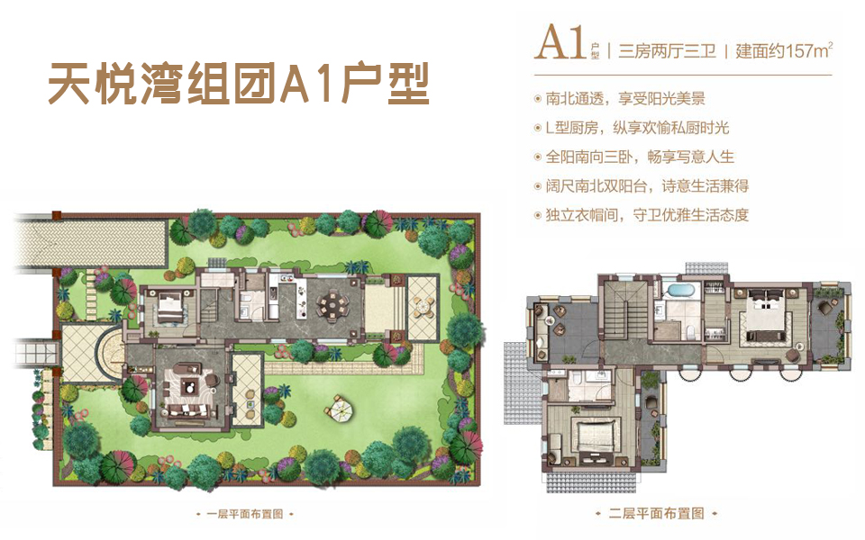 天悦湾-独院A1户型 3房2厅3卫