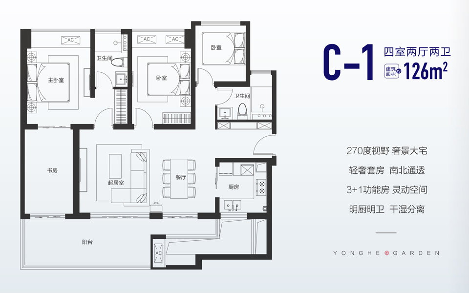 C2栋 C-1户型4房2厅2卫