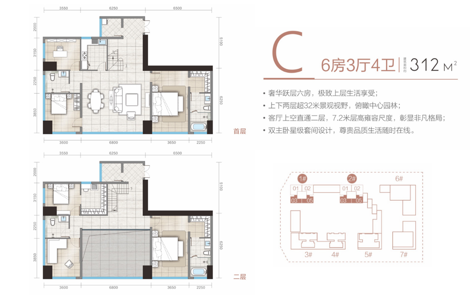 C户型 6房3房4卫