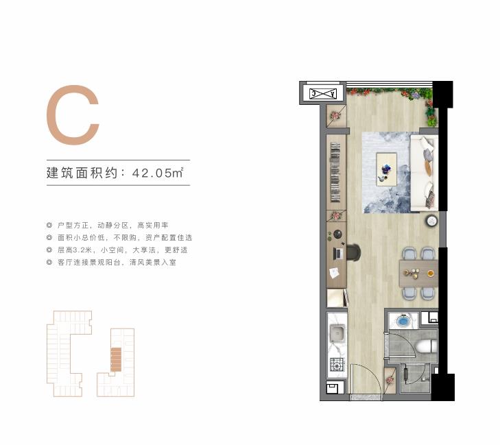 大华锦绣海岸二期 玲珑海 C户型户型图