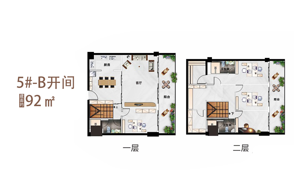 5#-B户开间 5室2厅3卫2阳台