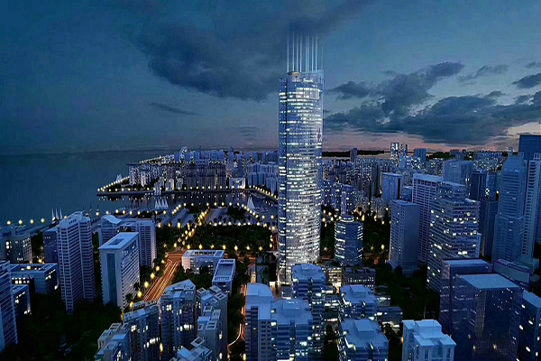 海口中心项目主体外立面基本完工,预计今年年底或是明年初交房