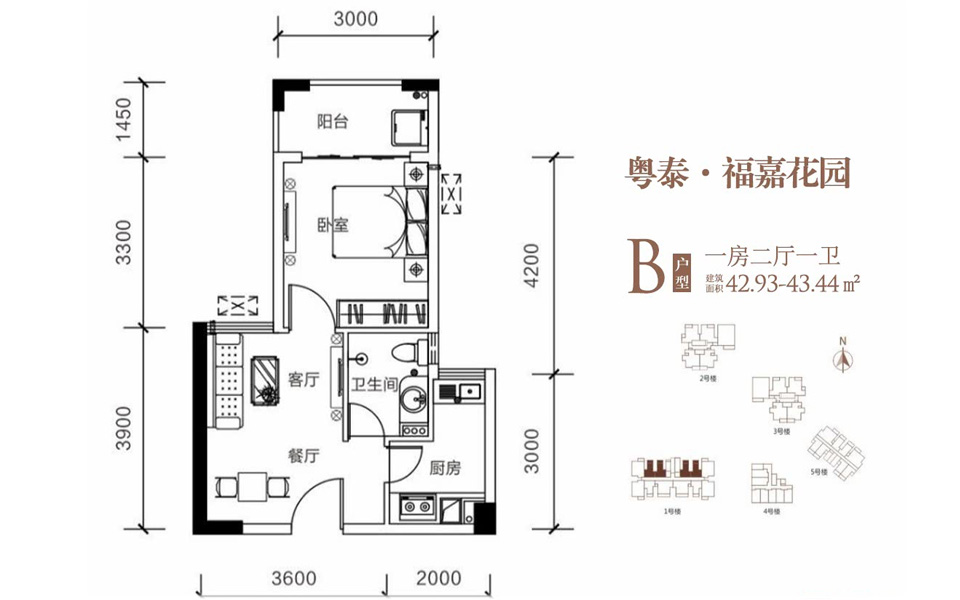 B户型  一房两厅一卫