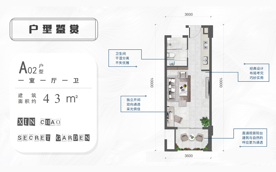 创意空间A02户型 1房1厅
