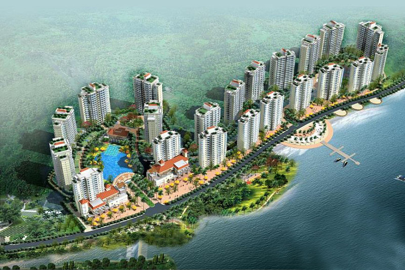 五指山澜湖岸边度假小区沙盘图
